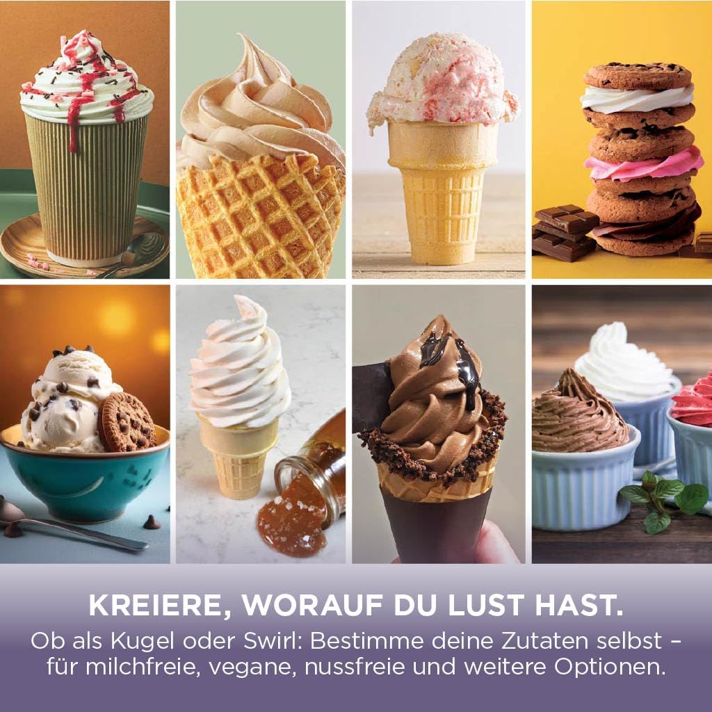Ninja NC701EU CREAMi Scoop & Swirl Ice Cream Maker 13-in-1 – 2x480ml, Softeis & Eis, Stone Gold