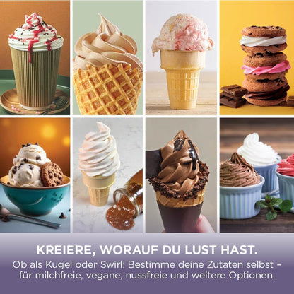 Ninja NC701EU CREAMi Scoop & Swirl Ice Cream Maker 13-in-1 – 2x480ml, Softeis & Eis, Stone Gold