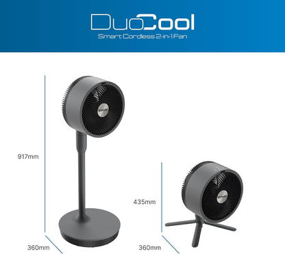 Dimplex DUOCOOL Smart Wireless 2-in-1 Battery-Ventilator – 45h, 36dB, IP54, 20m, Alexa, App, Black