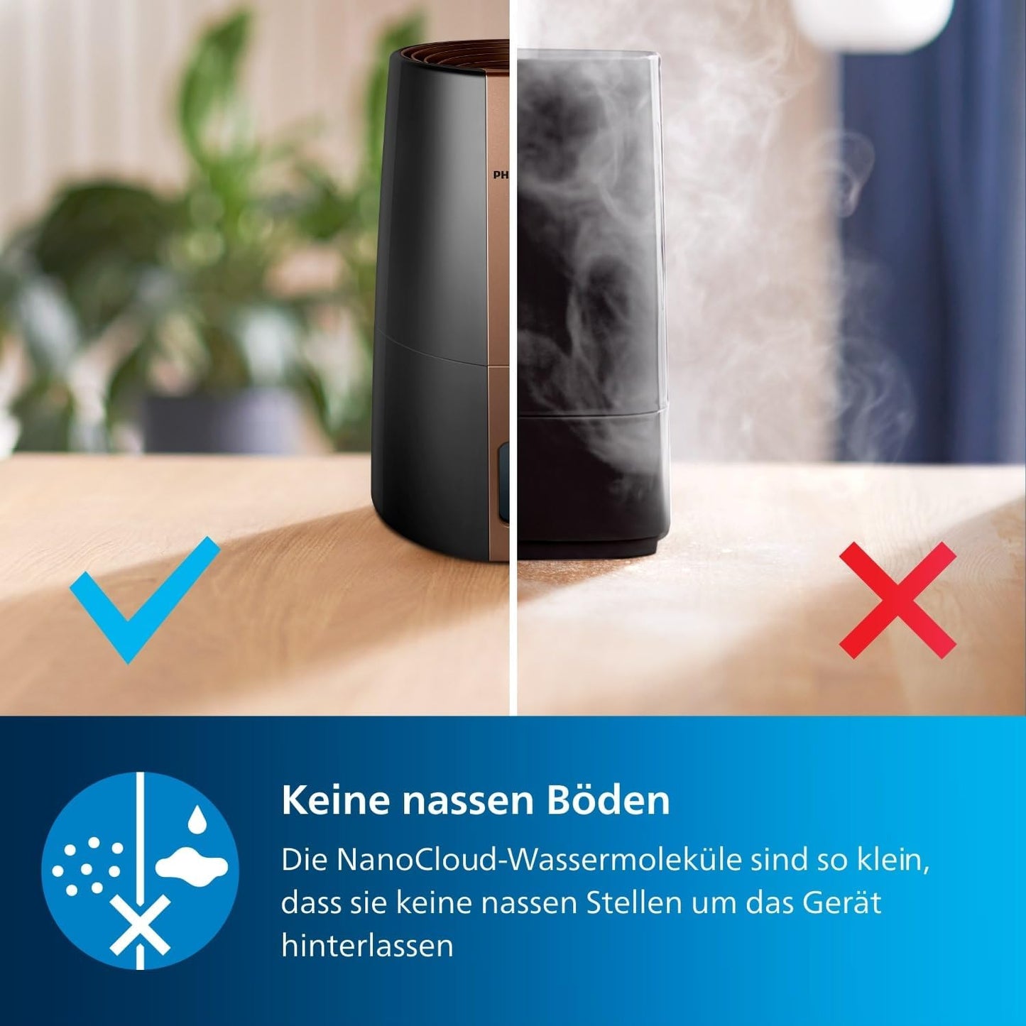 Philips HU3918/10 3000 Series Humidifier 3L – 99% bakterienreduziert, 45m², 360°, 9h Timer, Black