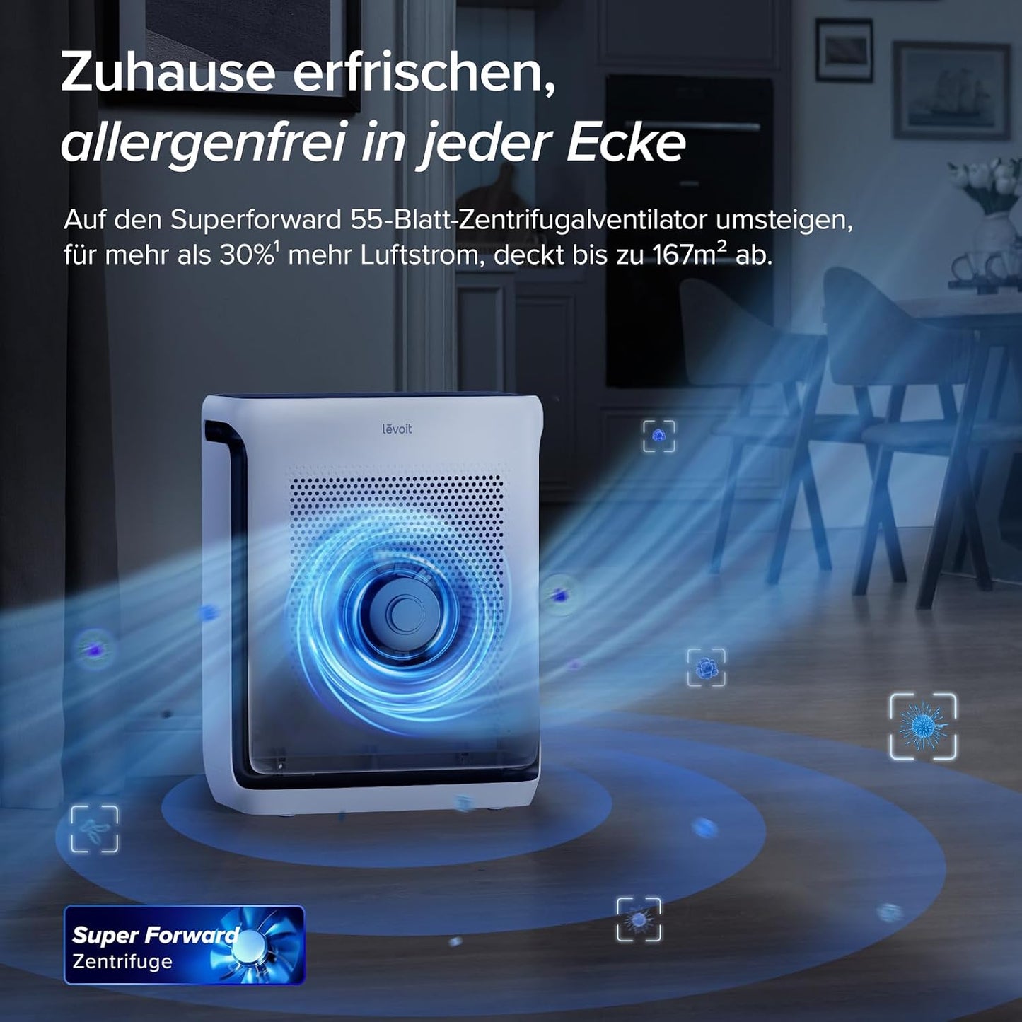 Levoit Vital 200S Smart Air Purifier 416m³/h – HEPA 99,97%, 87m², Pet Mode, 24dB, Alexa, White/Black