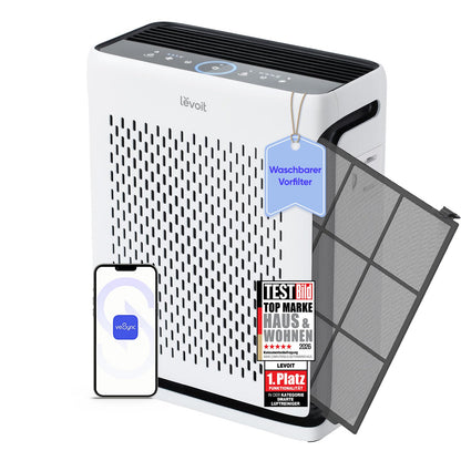 Levoit Core 300S Smart Air Purifier – HEPA 99,97%, Lasersensor, 20m² in 12min, 22dB, VeSync App, White