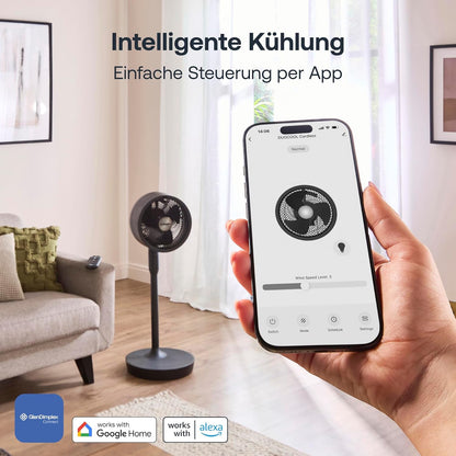 Dimplex DUOCOOL Smart Wireless 2-in-1 Battery-Ventilator – 45h, 36dB, IP54, 20m, Alexa, App, Black