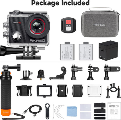AKASO EK7000 Pro Action Camera 4K/30fps – 20MP, EIS, 40m wasserdicht, 2" IPS Touchscreen, Black
