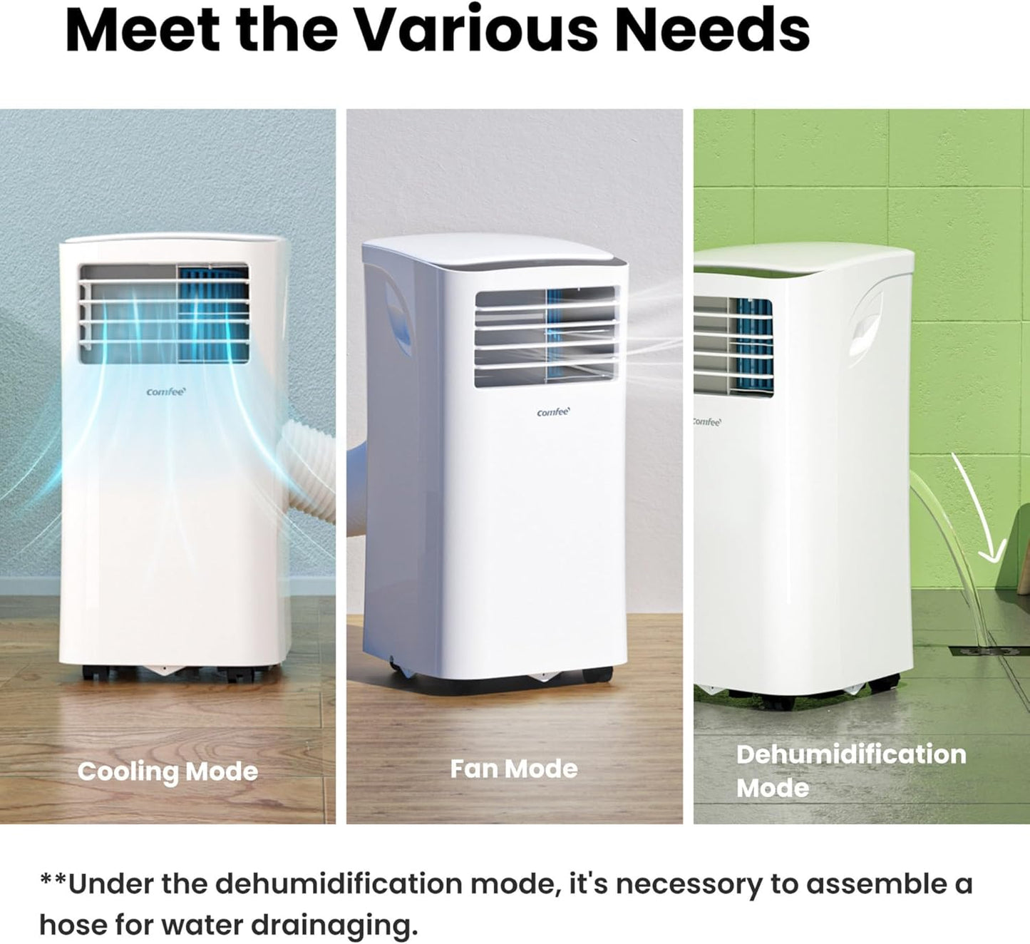 COMFEE MPPH-09CRN7 Portable Air Conditioner 9.000 BTU – 3-in-1, R290, Energy Class A, 31m², Remote Control, White