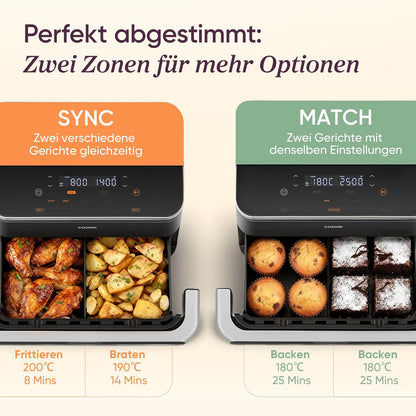 Cosori TF102S DualBlaze Air Fryer 10L – 3D Heater, NTC-Sensor, 240°C, WiFi, 2800W, Black