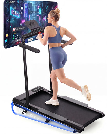 Superun WP06 Treadmill 6% Tilt – 16,8 km/h, 136kg, 2,5 PS, KI-Training, App, 40x90cm, Black