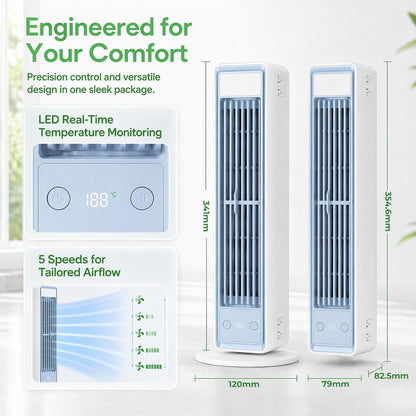 Simsky HZ-7-1-40 Mobiler Air Cooler 1,5L – bladeless, 35dB, 3 Speeds, Night Mode, 15m², 10W, White
