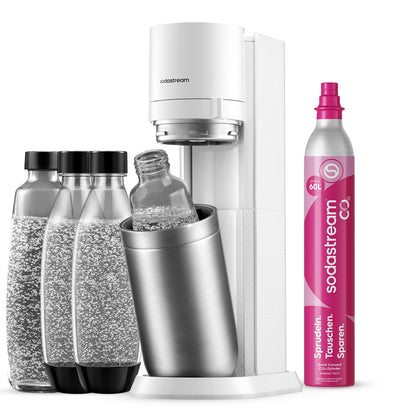 SodaStream DUO Sparkling Water Maker – Quick Connect CO2, 2x Glass Bottle & 2x Plastic Bottle 1L, Titanium/Black