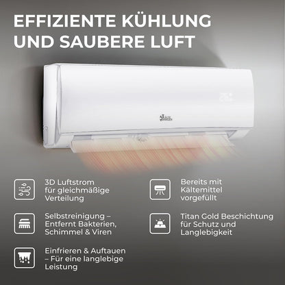 Kältebringer KB34 Split Air Conditioner 12.000 BTU – Full-Inverter, Energy Class A++/A+, R32, WiFi, Alexa, TitanGold, White