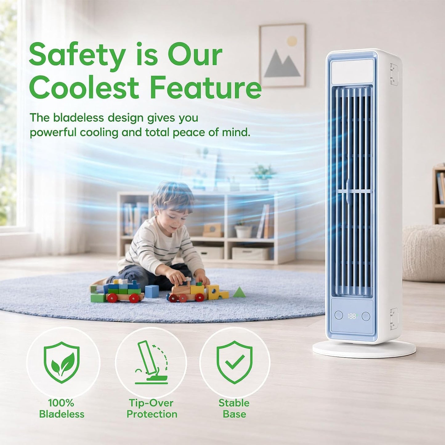 Simsky HZ-7-1-40 Mobiler Air Cooler 1,5L – bladeless, 35dB, 3 Speeds, Night Mode, 15m², 10W, White