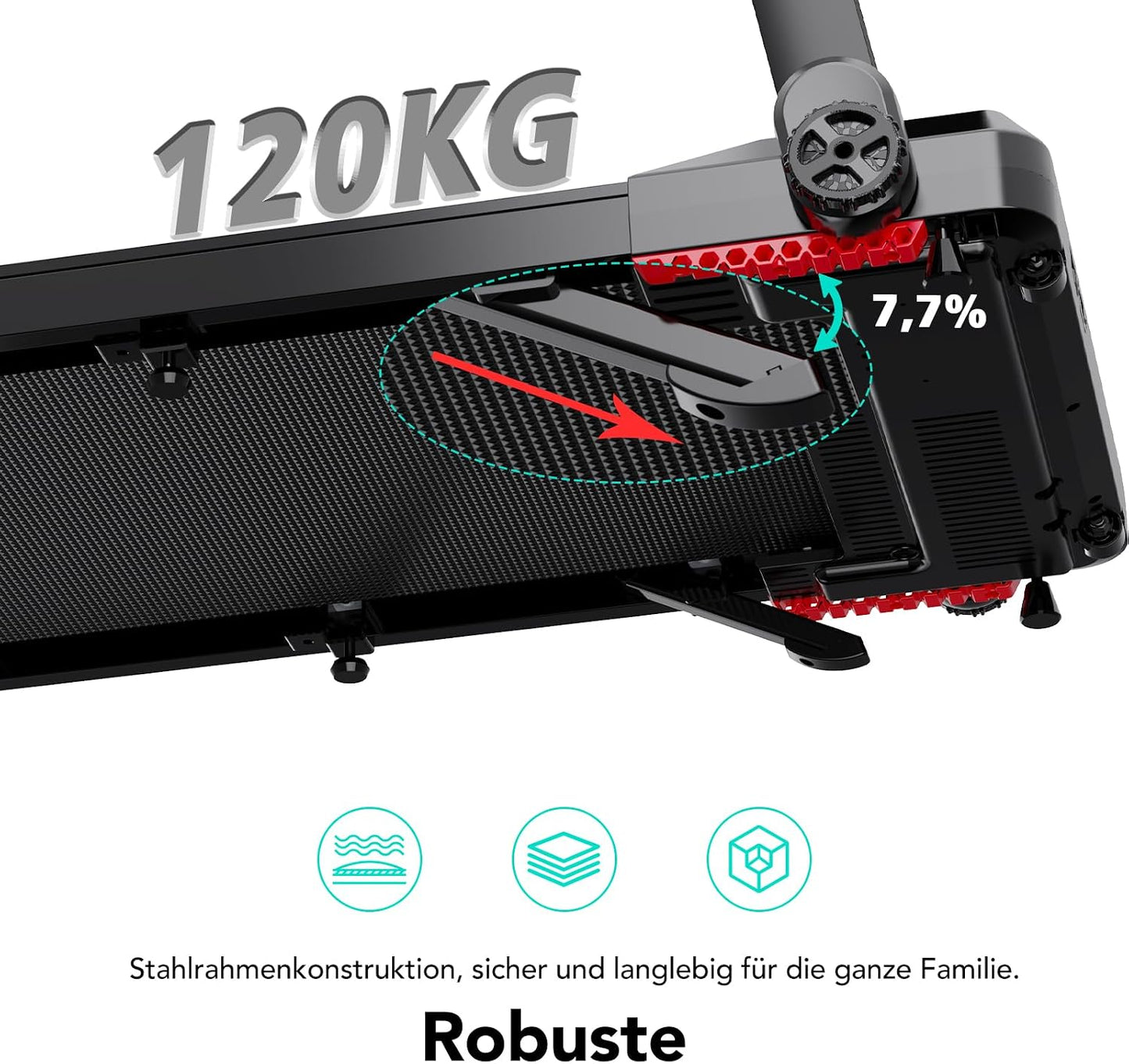 CITYSPORTS CS-WP9 Treadmill Foldable 1400W – Bluetooth, 12 km/h, 110kg, LED, 360° Tablet-Halter, Black