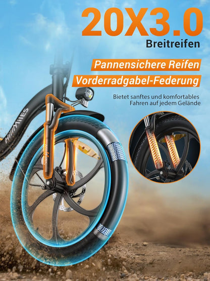 HillMiles MilePort 1 E-Bike Foldable 250W – 36V/13Ah, 100km, 7-Gang, Dual-Federung, 20", Green