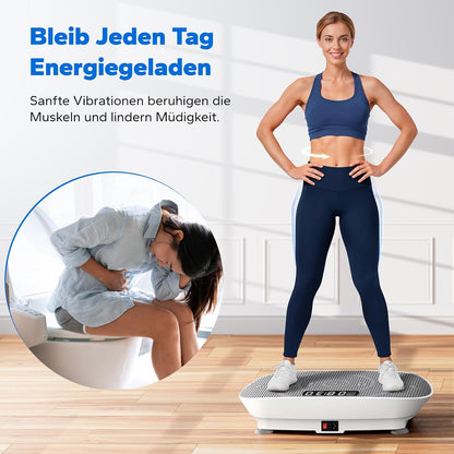 MERACH MR-2398 Slim Vibration Plate – 10 Speeds, <40 dB, 136kg, LED Display, Remote Control, Grey