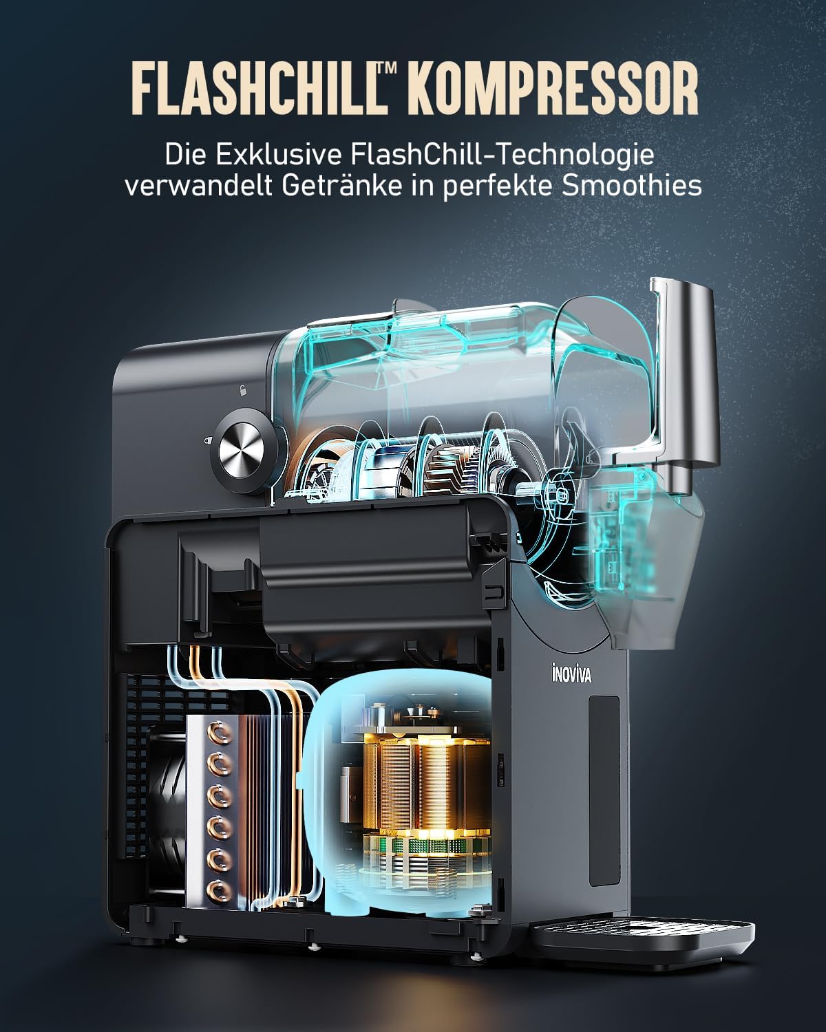 INOVIVA S2.2 Ice Cream Maker 2,6 L – Automatic, Programmierbar, Touchpad-Steuerung, Grey