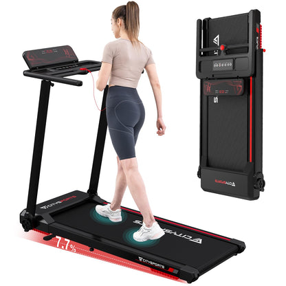 CITYSPORTS CS-WP9 Treadmill Foldable 1400W – Bluetooth, 12 km/h, 110kg, LED, 360° Tablet-Halter, Black