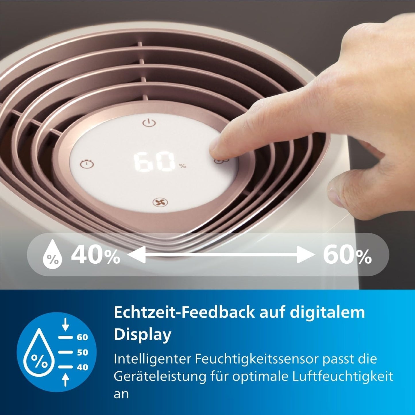 Philips HU3916/10 3000 Series Humidifier 3L – 99% bakterienreduziert, 45m², 360°, 20h, 9h Timer, White