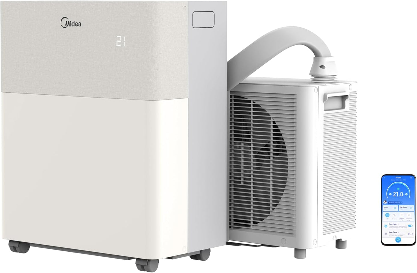 Midea PortaSplit-E Portable Air Conditioner 12.000 BTU – Heating & Cooling, Inverter, App Control, Peach