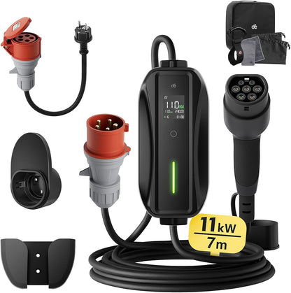dé deDM2CEE Mobile Wallbox 11kW – Typ 2, 7m Kabel, CEE 16A, 3-phasig, 2-in-1, CE, IP-Schutz