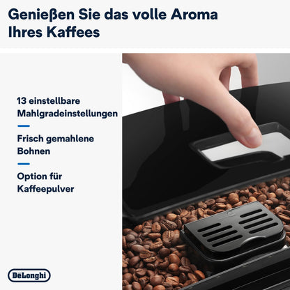 De'Longhi Magnifica S ECAM11.112.B Fully Automatic Coffee Machine – Grinder, Milk Frother, 2-Tassen, Black