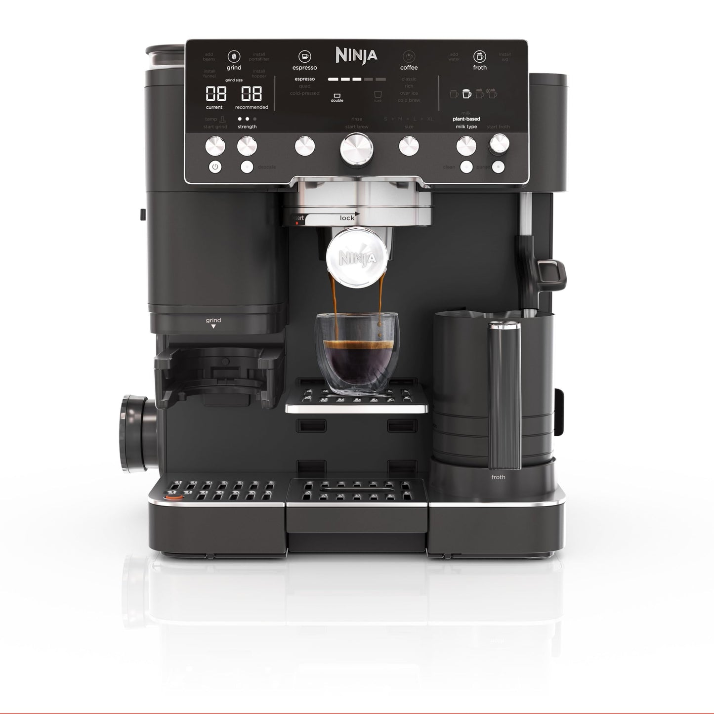 Ninja ES601EUGM Luxe Premier 3-in-1 Coffee Machine 2L – Barista-Assist, Grinder, Mikroschaum, Grey Metal