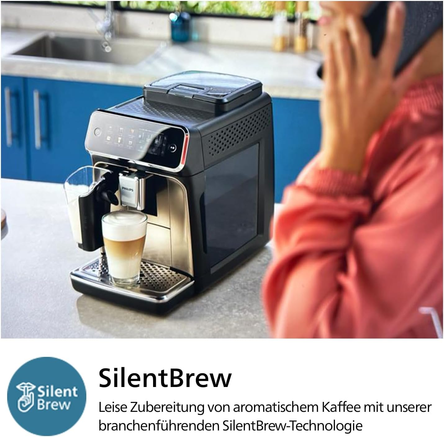 Philips EP3347/90 3300 Series LatteGo Fully Automatic Coffee Machine 1,8L – SilentBrew, AquaClean, 12-stufig, Black/Chrome