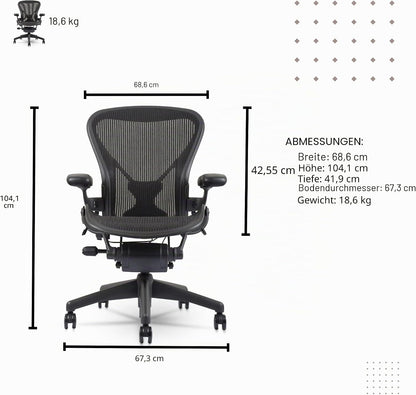 Herman Miller Aeron Classic Office Chair Size B, Refurbished, Ergonomic, Black