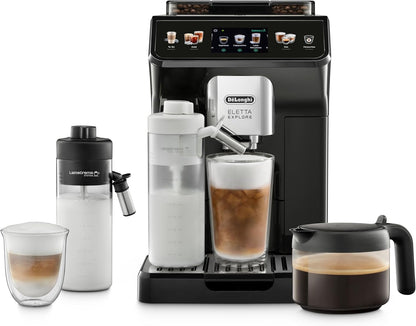 De'Longhi Eletta Explore ECAM452.57.G Fully Automatic Coffee Machine – 40+ Drinks, LatteCrema Hot & Cool, TFT, Grey