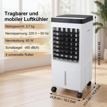 VINGVO x7c29edoga-12 Mobiler Air Cooler 3-in-1 – 6-10L Tank, Eispack, 65W, 30dB, Schwenkfunktion, Timer, Remote Control