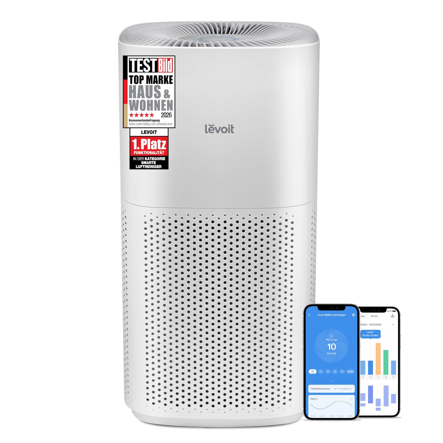 Levoit Vital 200S Smart Air Purifier 416m³/h – HEPA 99,97%, 87m², Pet Mode, 24dB, Alexa, White/Black