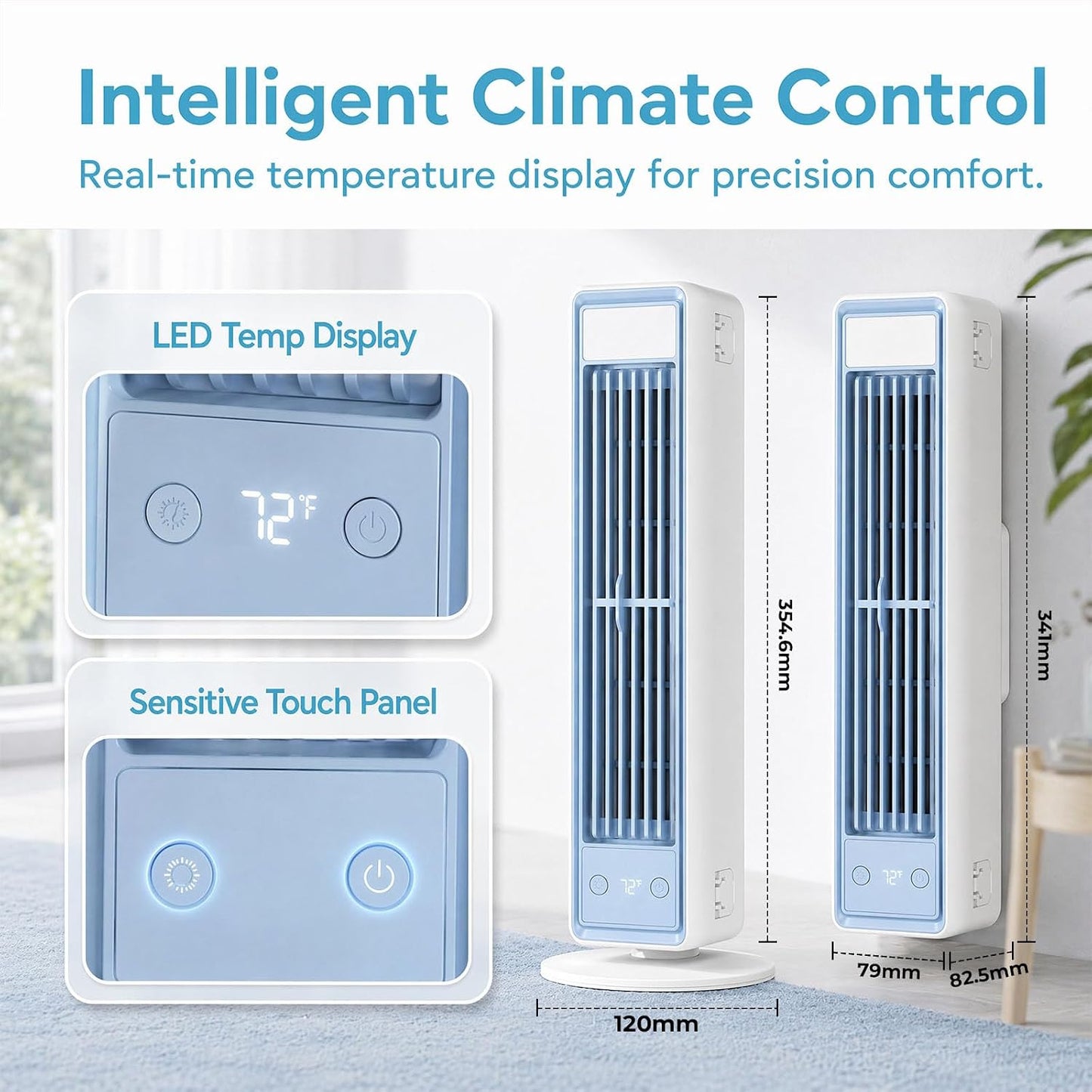 Simsky HZ-7-1-60 Mobiler Air Cooler 3L – bladeless, 35dB, 3 Speeds, without Abluftschlauch, 15m², 10W, White