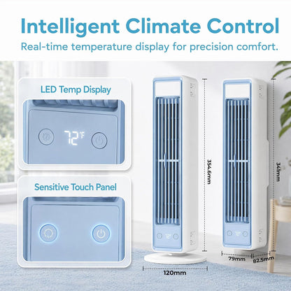 Simsky HZ-7-1-60 Mobiler Air Cooler 3L – bladeless, 35dB, 3 Speeds, without Abluftschlauch, 15m², 10W, White