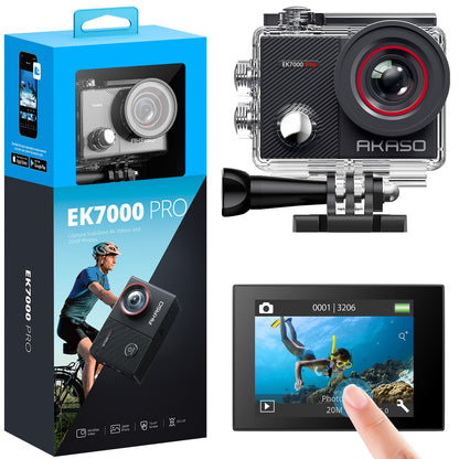 AKASO EK7000 Pro Action Camera 4K/30fps – 20MP, EIS, 40m wasserdicht, 2" IPS Touchscreen, Black