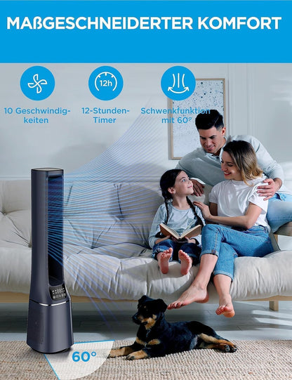 Midea MFP-120i Bladeless Air Purifier & Ventilator – H13 HEPA, SensiCool, WiFi, Alexa, 38dB, Blue