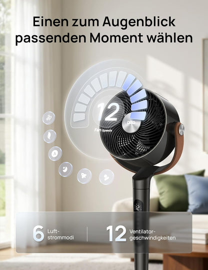 DREO PolyFan 513S DR-HAF003S Pedestal Fan 95,5cm – 2209m³/h, 20dB, RGB, 150°+120°, WiFi, Alexa, Black