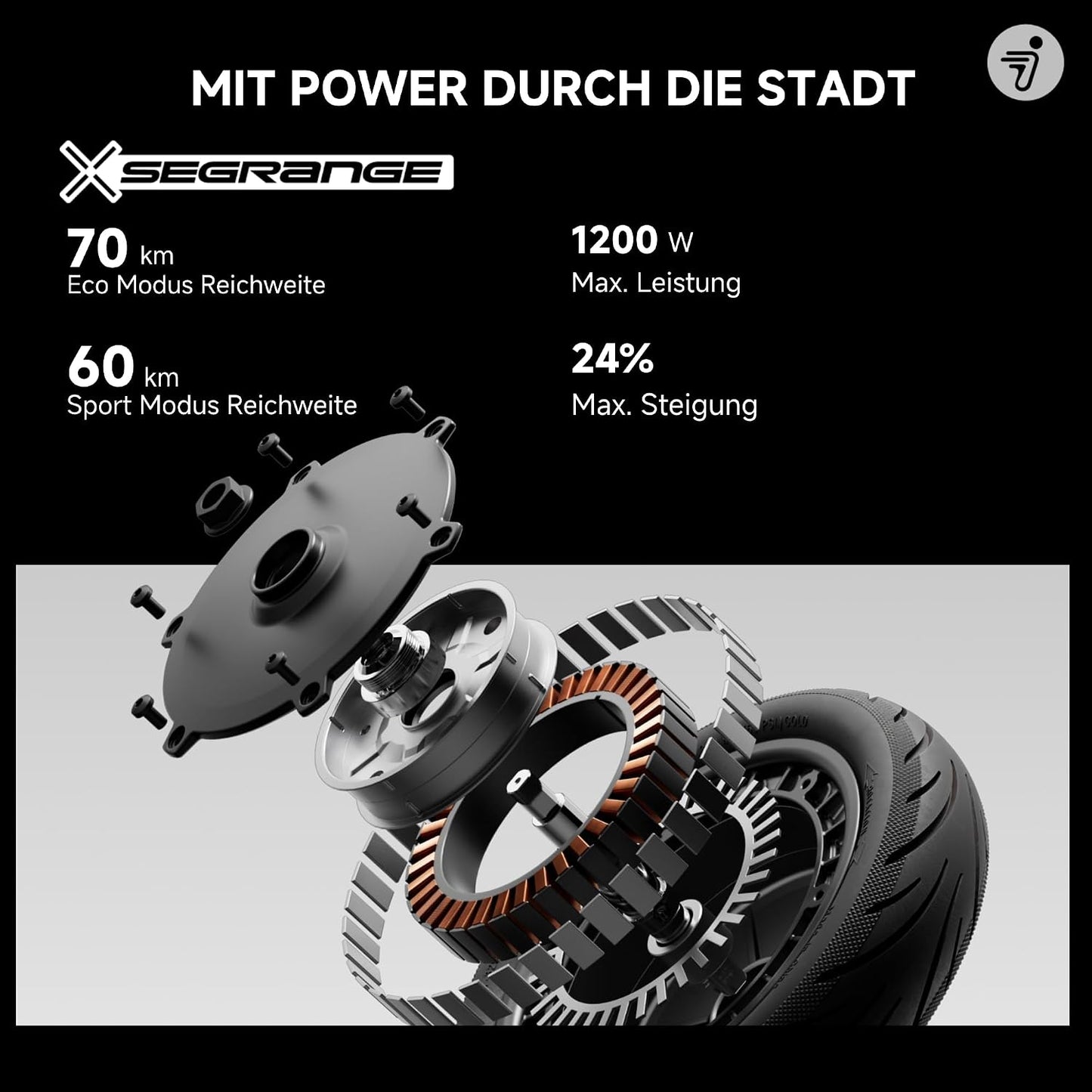 Segway-Ninebot F3 Pro D E-Scooter, Up to 70 km Range, 10 Zoll Self-Sealing Pneumatic Tyres, Full Suspension, TFT Display, Apple Find My, Foldable, Black