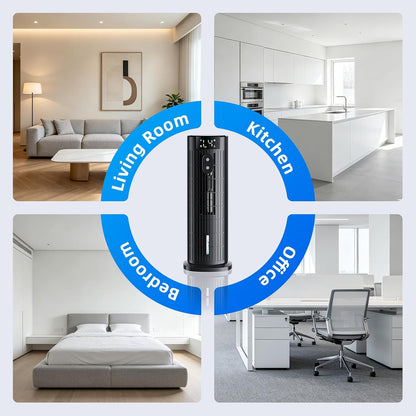 CoamoTrail LRL Mobiler Air Cooler 1L – bladeless, 30dB, 90° Oscillation, Turbo, 10h Timer, Remote Control, Black