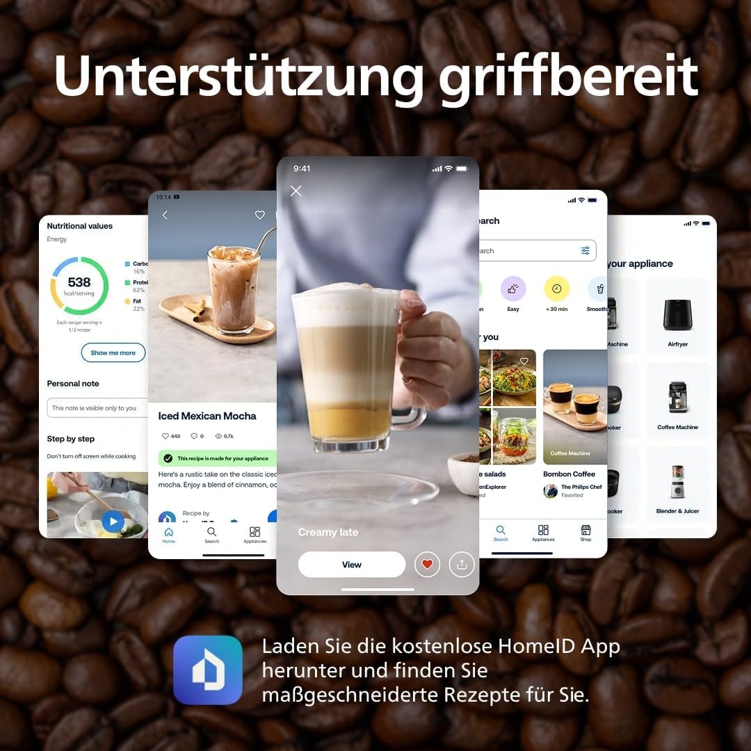Philips EP2220/10 2200 Series Fully Automatic Coffee Machine 1,8L – Panarello, Aroma Seal, Touch Display, Black