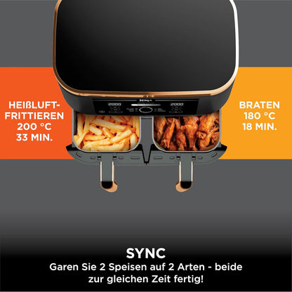 Ninja AF400EUCP Foodi MAX Dual Zone Air Fryer 9,5L – 6 Functions, 2470W, Copper/Black