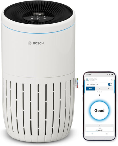 Bosch Air 4000i Air Purifier 62,5m² – 3-in-1 HEPA+Aktivkohle, CADR 300m³/h, 25dB, App, Smart Home, White