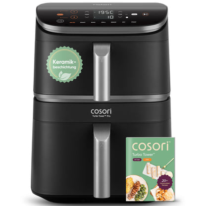Cosori Turbo Tower Pro CAF-DC113S 10,8L – Keramik, DualBlaze, 5 Fan Speeds, WiFi, 2630W, Silver Grey