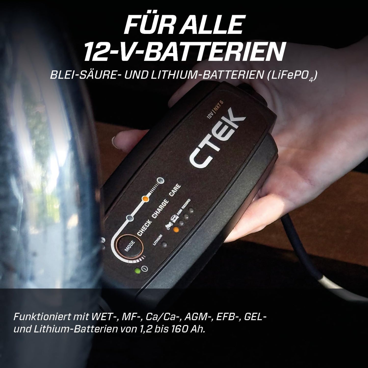 CTEK 40-659 Battery Charger 12V 5A – LiFePO4 & Blei, Desulfatierung, AGM, Temperaturkompensation