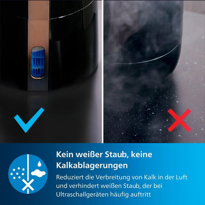 Philips HU3918/10 3000 Series Humidifier 3L – 99% bakterienreduziert, 45m², 360°, 9h Timer, Black