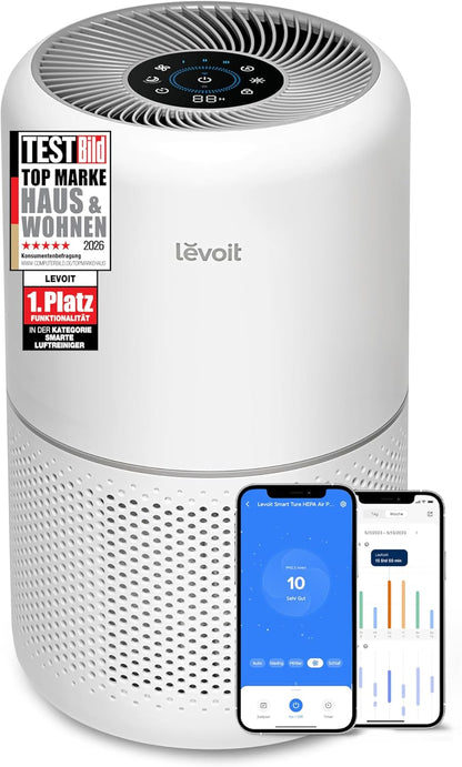 Levoit Core 300S Smart Air Purifier – HEPA 99,97%, Lasersensor, 20m² in 12min, 22dB, VeSync App, White