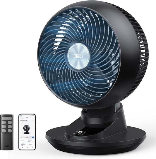 DREO TurboPoly DR-HAF008S Table Fan – 1.530m³/h, 22dB, 100° Oscillation, 9 Speeds, WiFi, Alexa, Black