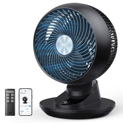 DREO TurboPoly DR-HAF008S Table Fan – 1.530m³/h, 22dB, 100° Oscillation, 9 Speeds, WiFi, Alexa, Grey