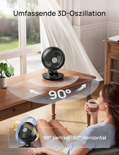 DREO TurboPoly DR-HAF008S Table Fan – 1.530m³/h, 22dB, 100° Oscillation, 9 Speeds, WiFi, Alexa, Black