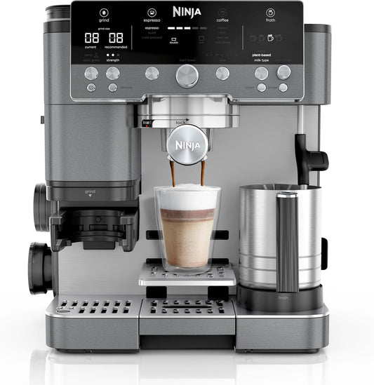Ninja ES601EUGM Luxe Premier 3-in-1 Coffee Machine 2L – Barista-Assist, Grinder, Mikroschaum, Grey Metal