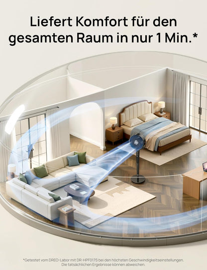 DREO PolyFan 513S DR-HAF003S Pedestal Fan 95,5cm – 2209m³/h, 20dB, RGB, 150°+120°, WiFi, Alexa, Black