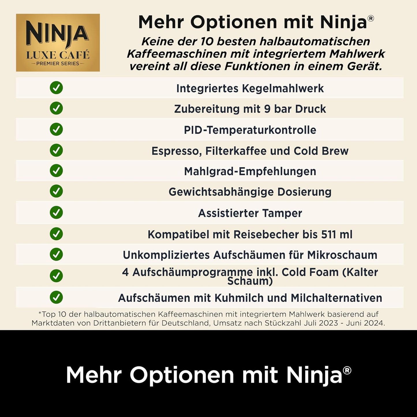 Ninja ES601EUGM Luxe Premier 3-in-1 Coffee Machine 2L – Barista-Assist, Grinder, Mikroschaum, Grey Metal